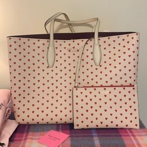 Nwt Kate spade all day heart printed pvc large tote bag